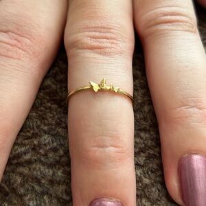 Adina Eden Double Solid Butterfly Ring 14K